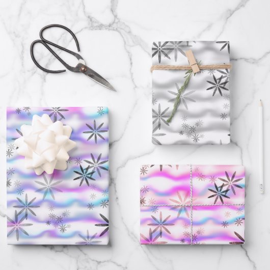 Träumerisches Sternenexplosions-Wellenmuster Geschenkpapier Set (Vorderseite)