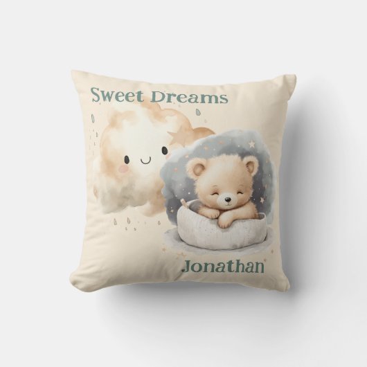 Träumerisches Teddybär-Himmelsdesign Kissen (Vorderseite)
