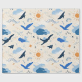 Träumervögel und Wolken Geschenkpapier (Flach)