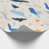 Träumervögel und Wolken Geschenkpapier (Ecke)