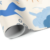 Träumervögel und Wolken Geschenkpapier (Rolleneckpunkt)