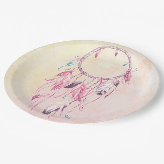 Traumfänger Boho Pappteller (Schrägansicht)