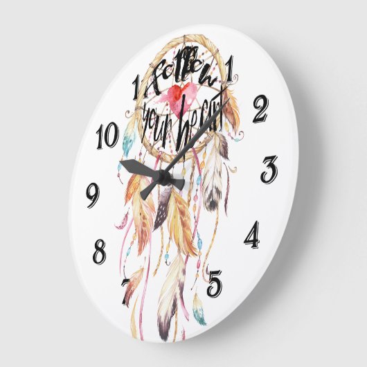 Traumfänger folgen Ihrem Herzen Große Wanduhr (Winkel)