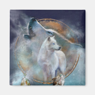 Traumfänger - Geist-Wolf-Kunst-Magnet Magnet