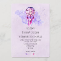 Traumfänger-Hochzeitseinladung im lila Wasserfarbe