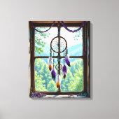 Traumfänger im Fenster | Boho-Kunst Leinwanddruck (Vorderseite)