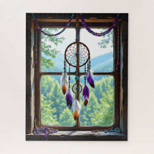 Traumfänger im Fenster Boho-Kunst Puzzle