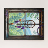 Traumfänger im Fenster | Boho-Kunst Puzzle (Horizontal)