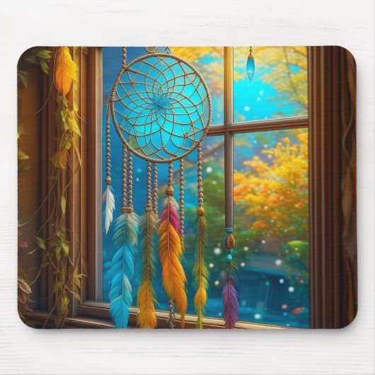 Traumfänger im Fenster Boho Mousepad (Vorne)
