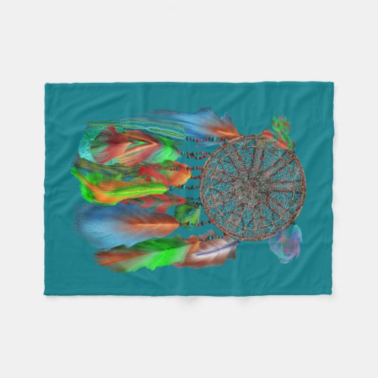 Traumfänger im Rot &green Farben Fleecedecke (Vorderseite (Horizontal))