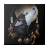 Traumfänger und blauer mit Augen Husky Fliese (Vorderseite)