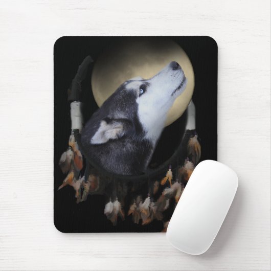 Traumfänger und blauer mit Augen Husky Mousepad (Mit Mouse)
