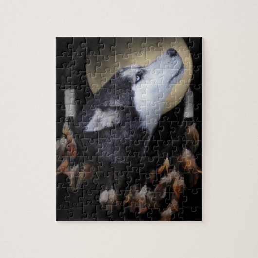 Traumfänger und blauer mit Augen Husky Puzzle (Vertikal)