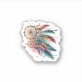 Traumfänger und mehrfarbige Federn Aufkleber (Vorderseite)