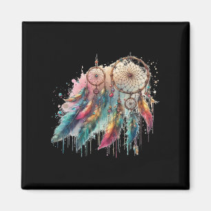 Traumfänger und mehrfarbige Federn Magnet