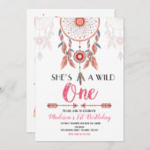 Traumfänger Wild Einladung zum 1. Geburtstag (Vorne/Hinten)