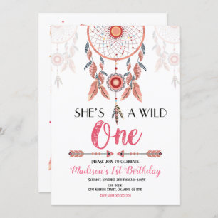 Traumfänger Wild Einladung zum 1. Geburtstag