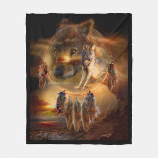 Traumfänger - Wolfland Kunst-Fleece-Decke Fleecedecke