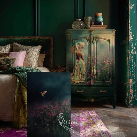 Traumfeld, dunkle Smaragdgrün, Hummingbird Seidenpapier