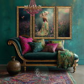 Traumfelder, Dunkelgrün, Hummingvogel und Blumen Seidenpapier