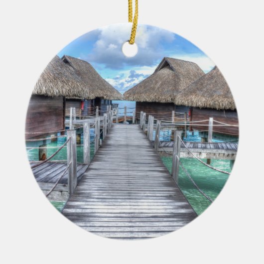 Traumferien Bora Bora Overwater Bungalowe Keramikornament (Vorne)