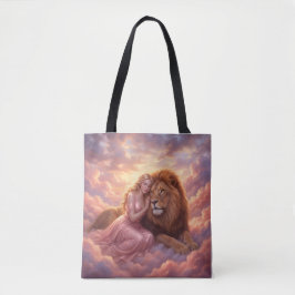 Traumfrau- und Löwen-Fantasie-Kunst-Tasche Tasche