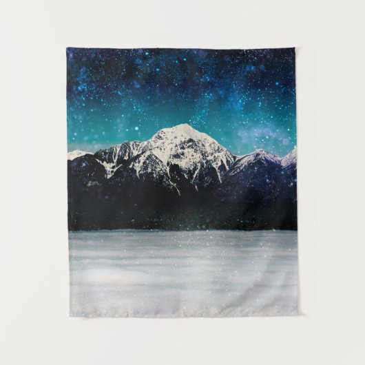 Traumgalaxischer Berg über den Wolken Wandteppich (Vorderseite)