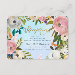 Traumgarten Blumen Hochzeitsempfang Karte