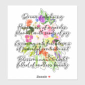 Traumgedicht Wasserfarben-Blume Aufkleber (Blatt)