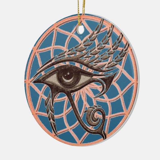 Traumgreifende Augen von Horus Blue Keramik Ornament (Links)