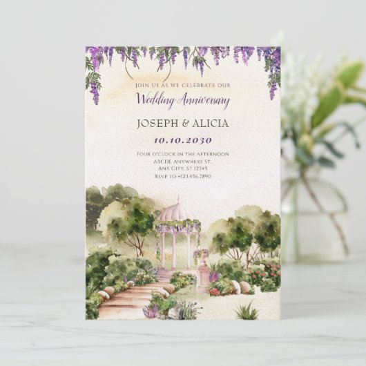 Traumgrüner Garten elegantes Hochzeitstag Einladung (Stehend Vorderseite)