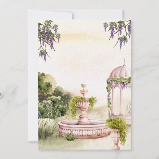 Traumgrüner Garten elegantes Hochzeitstag Einladung (Rückseite)