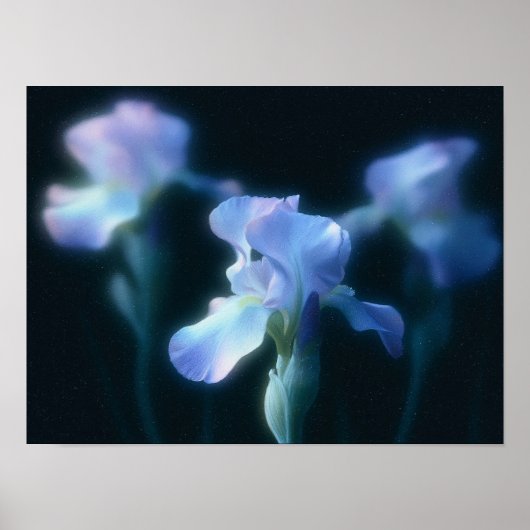 Traumhaft blaue Iris-Blumen-Wandkunstposter Poster (Vorne)
