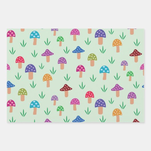 Traumhaft farbiges Pilzmuster Geschenkpapier Set (Vorderseite 2)