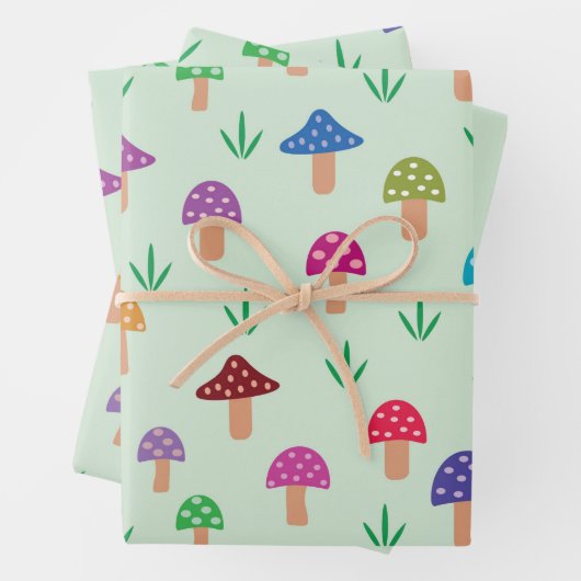 Traumhaft farbiges Pilzmuster Geschenkpapier Set (Beispiel)