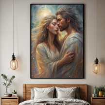 Traumhaft romantischer Ölposter-Druck für Verliebt