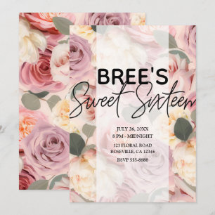 Traumhaft Rosa Floral Elegant Shabby Chic Sweet 16 Einladung