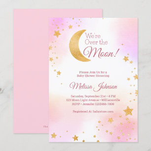 Traumhaft Rosa Wir sind über den Mond Girl Baby Sh Einladung