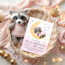 Traumhaft über der Mond Raccoon Girl Baby Dusche