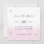 Traumhaft über der Mond Raccoon Girl Baby Dusche Save The Date (Rückseite)