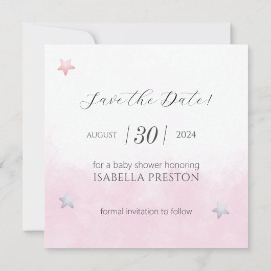 Traumhaft über der Mond Raccoon Girl Baby Dusche Save The Date (Rückseite)