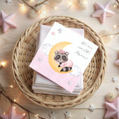 Traumhaft über der Mond Raccoon Girl Baby Dusche Save The Date