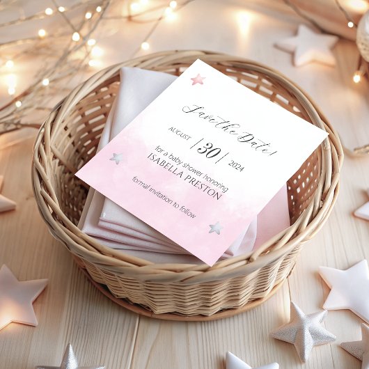 Traumhaft über der Mond Raccoon Girl Baby Dusche Save The Date