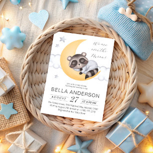 Traumhaft über der Moon Raccoon Baby Dusche Einladung
