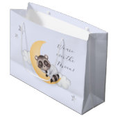 Traumhaft über der Moon Raccoon Baby Dusche Große Geschenktüte (Vorderseite Schrägansicht)