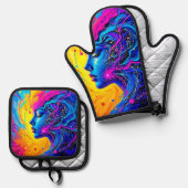 Traumhafte Abstrakte Frau Ofenhandschuh & Topflappen-Set (Vorderseite/Rückseite)