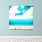 Traumhafte abstrakte Ozeanstrände und Planeten Leinwanddruck (Insitu (Holzboden))