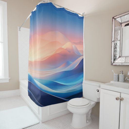 Traumhafte Abstrakte Waves Weiche Pastellfarben Duschvorhang (Beispiel)