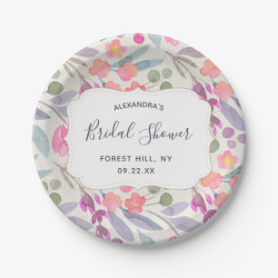 Traumhafte Aquarell-Blumen Brautparty Pappteller