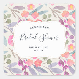 Traumhafte Aquarell-Blumen   Brautparty Quadratischer Aufkleber